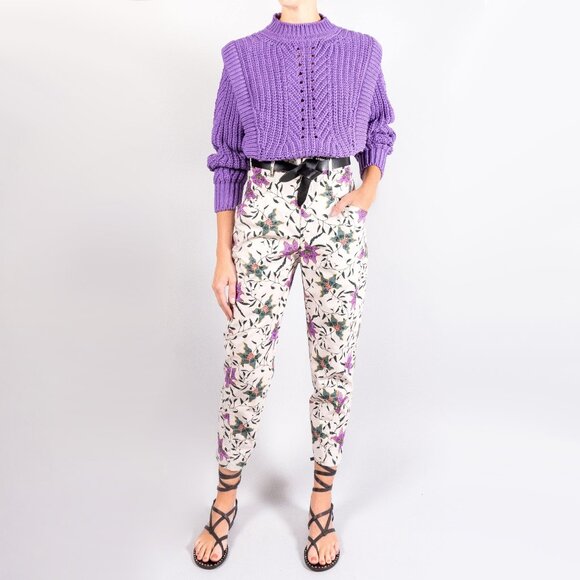 Isabel Marant "Gubaia" floral-print cropped tapered cotton trousers, size 36 - Picture 13 of 13